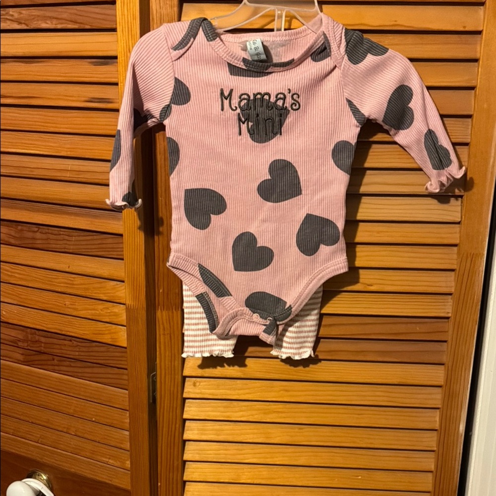 Charlotte & Star  Pink and Black Matching Bodysuit Set